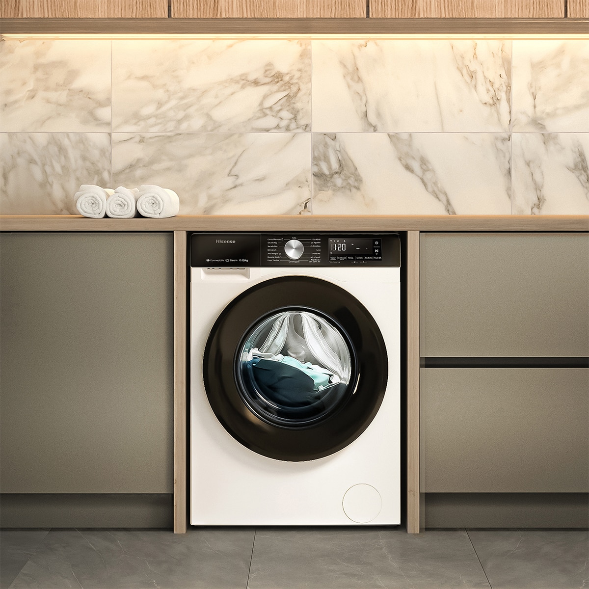 Imagen 12 de Lavadora secadora Hisense 10,5 kg / 1.400 rpm, WIFI Serie 3S- WD3S1043BW3 - Blanco Blanco