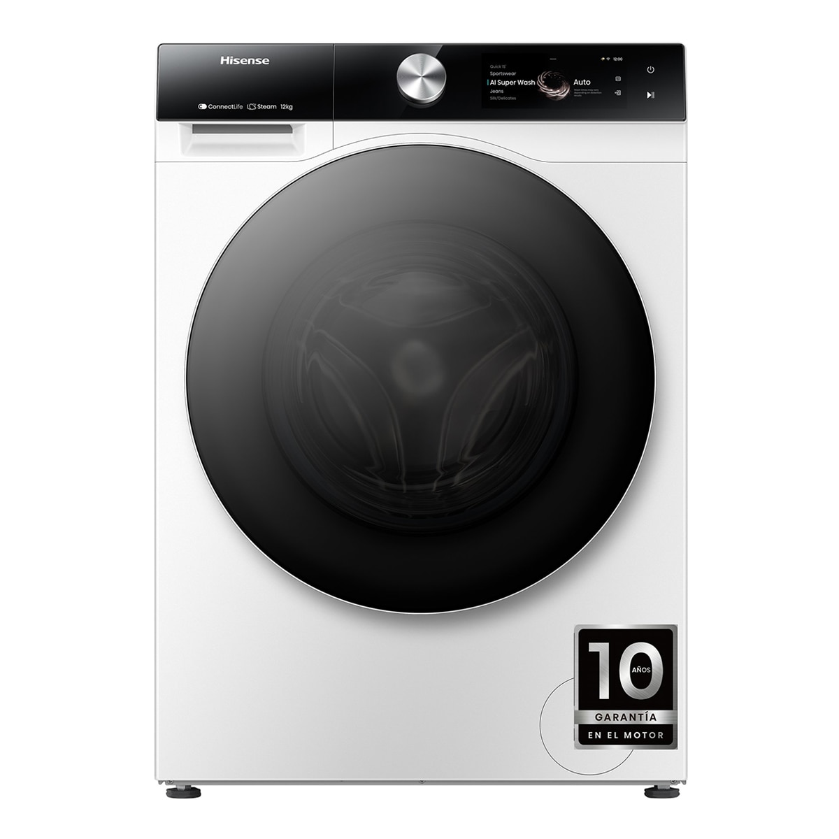 Imagen 0 de Lavadora Hisense 12 kg / 1.400 rpm, Wifi, Sistema Anticrease,Serie 7S- WF7S1247BW