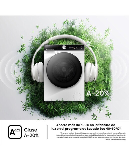 Lavadora Hisense 12 kg / 1.400 rpm, Wifi, Sistema Anticrease,Serie 7S- WF7S1247BW Blanco-8