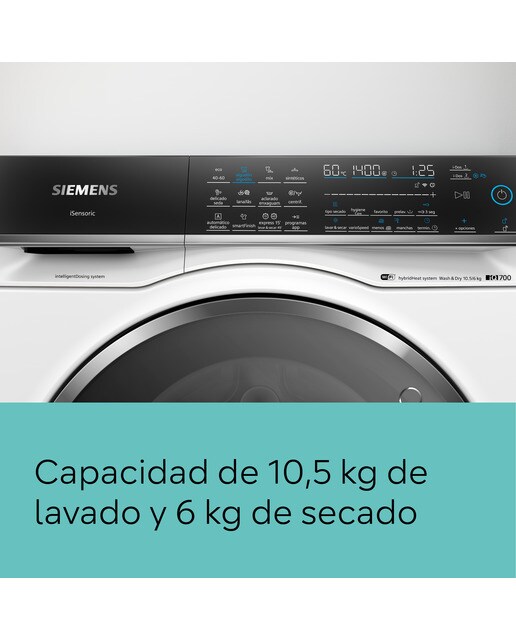 Máquina de Lavar e Secar Roupa Siemens WN54C2A0ES Carga Frontal i-Dos de 10,5/6 Kg e de 1400 rpm - Branco Branco-4