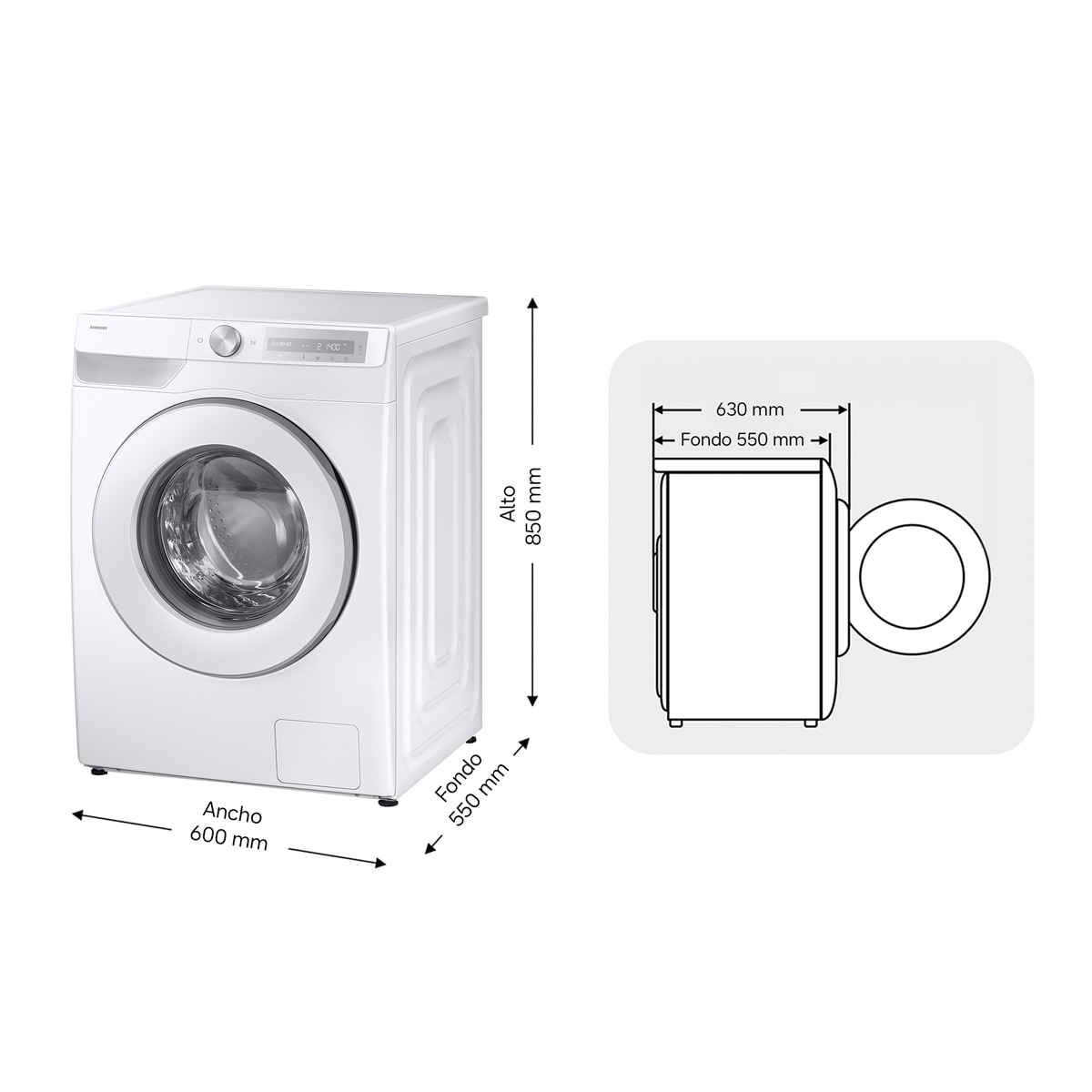 Lavadora Samsung 9kg con Autodosificación Clase A Blanca WW90DG6U85HHU3 Blanco-2