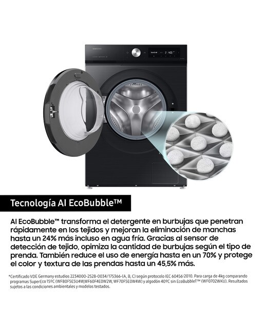 Lavadora Samsung 9kg con Autodosificación Clase A Negra WW90DB7U94GBU3 Negro-5