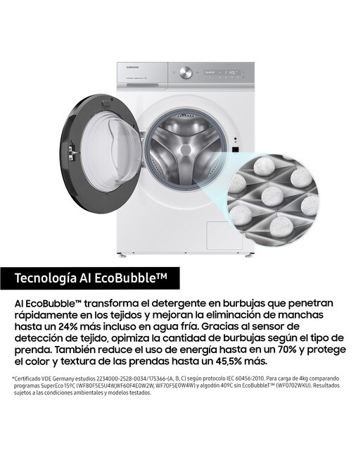 Lavadora Samsung 9kg QuickDrive™ Clase A Blanca WW90DB8U95GHU3 Blanco-6