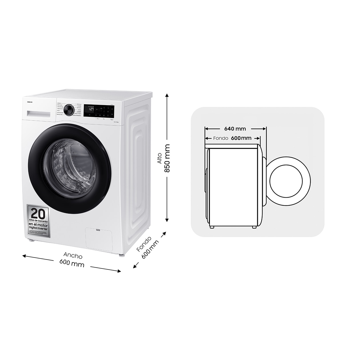 Lavadora Samsung 11kg / 1.400 rpm, Programa Super Speed - WW11DG5B25AEEC Blanco-4