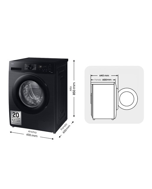 Lavadora Samsung 11kg Programa Super Speed 39 Clase A Negra WW11DG5B25ABEC Negro-3