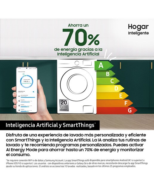 Lavadora Samsung 11kg Programa Super Speed 39 Clase A Negra WW11DG5B25ABEC Negro-4