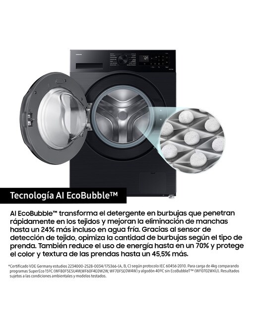 Lavadora Samsung 11kg Programa Super Speed 39 Clase A Negra WW11DG5B25ABEC Negro-6