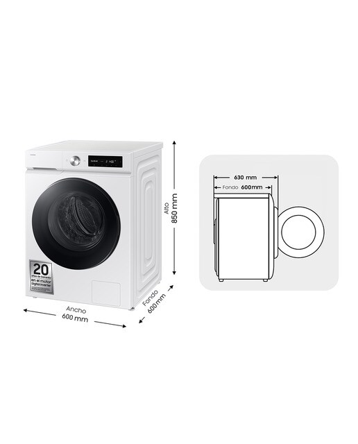 Lavadora Samsung 11kg Programa Super Speed 39 Clase A Blanca WW11DB7B34GWU3 Blanco-3