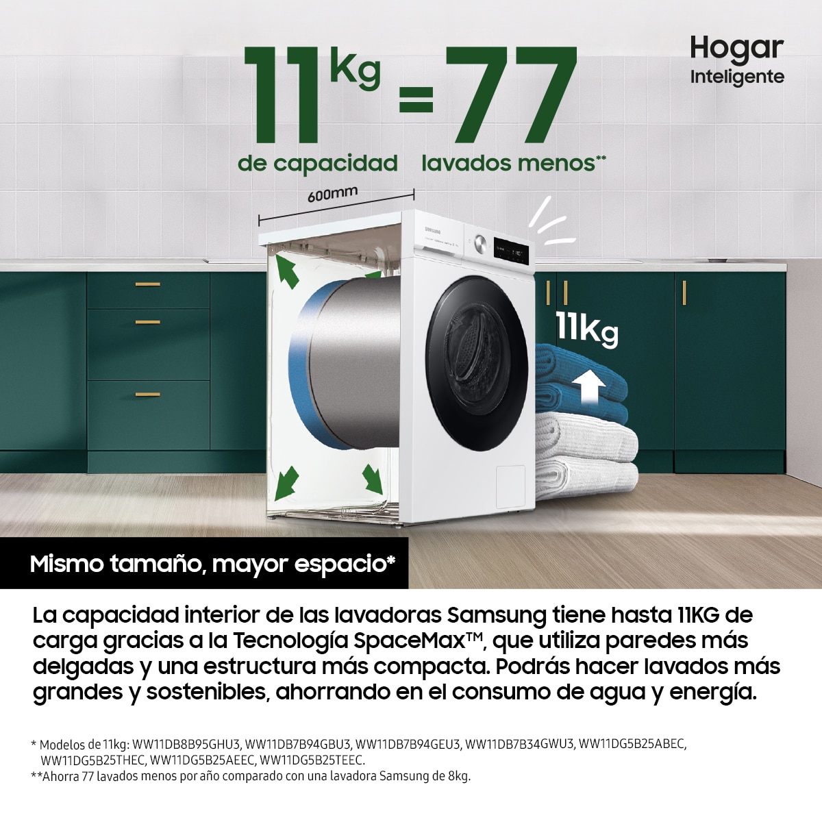 Lavadora Samsung 11kg Programa Super Speed 39 Clase A Blanca WW11DB7B34GWU3 - Blanco Blanco-6