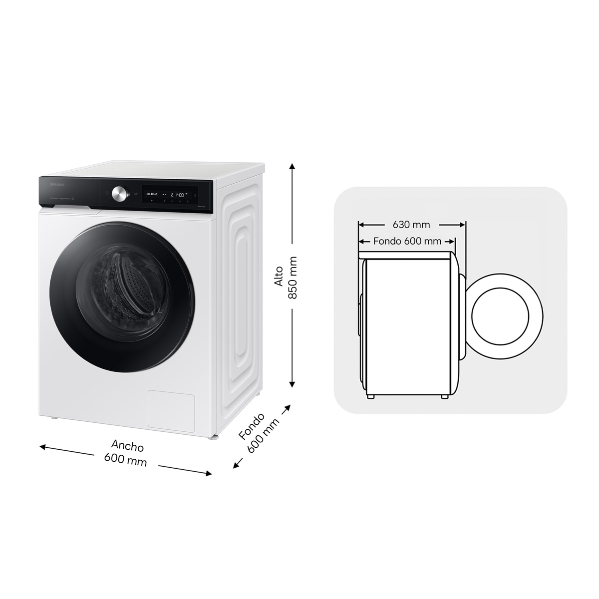 Lavadora Samsung 11kg con Autodosificación Clase A Blanca WW11DB7B94GEU3 Blanco-2