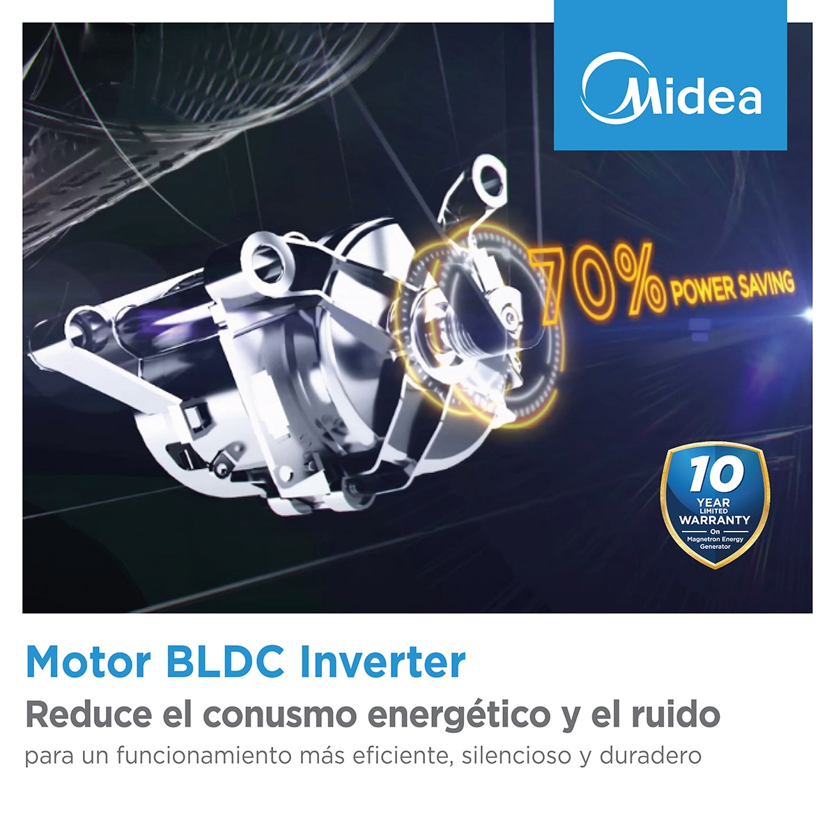 Lavadora Midea 8 kg/ 1.200 rpm- MF100W80B/1/W-ES Blanco-3