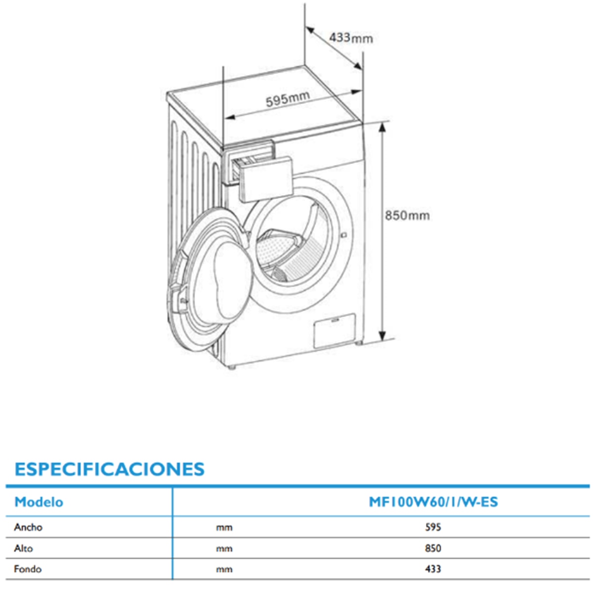 Lavadora Midea 6 kg/1.000 rpm - MF100W60/1/W-ES Blanco-2
