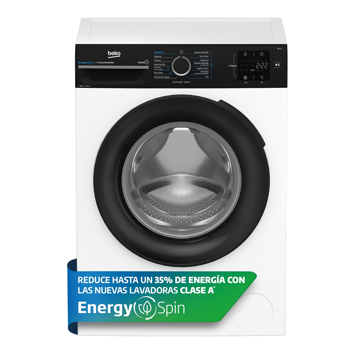 Lavadora Beko Energy Spin 8 kg / 1.200 rpm - BM3WFSU38213 Blanco-3