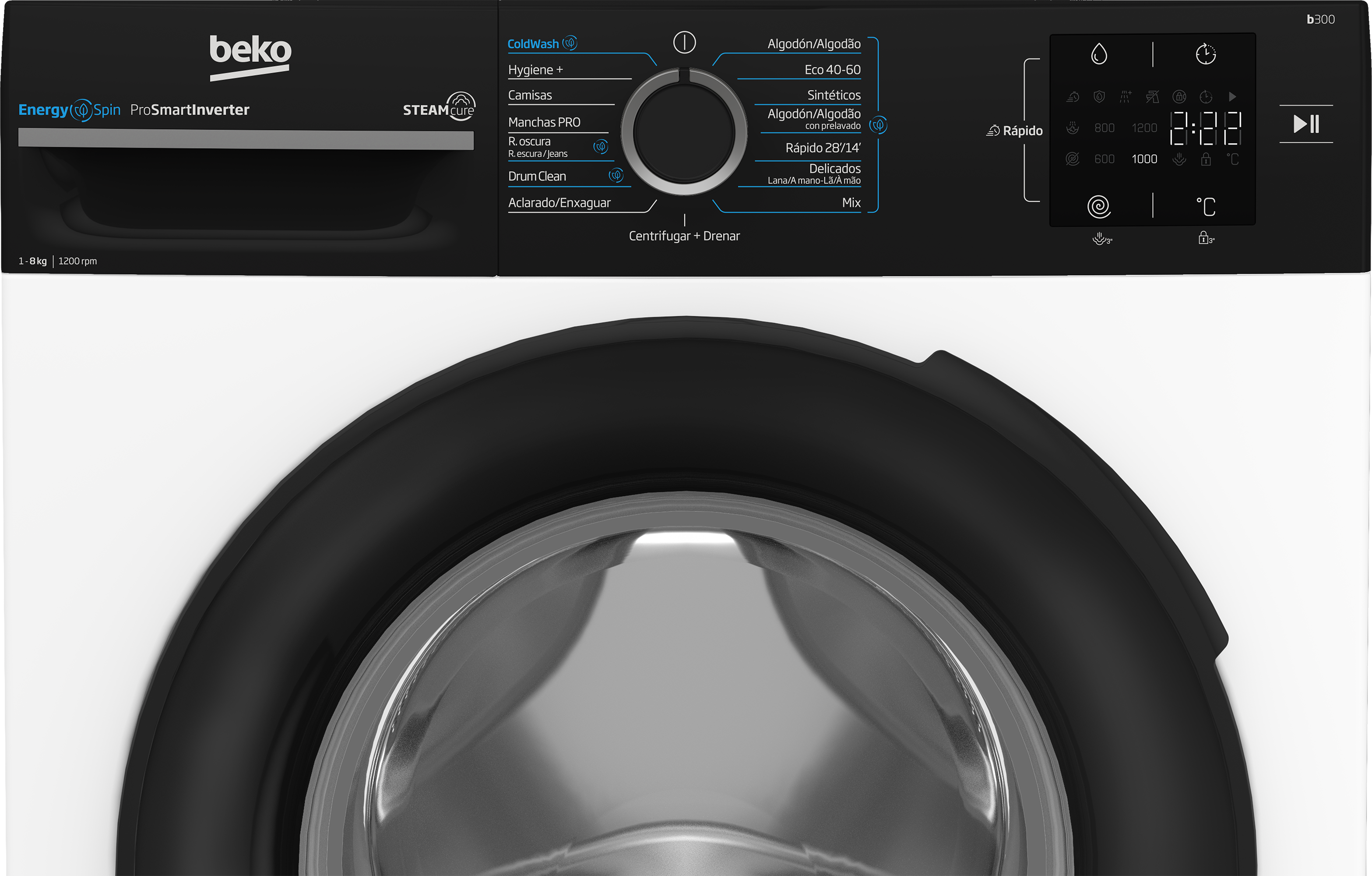 Lavadora Beko Energy Spin 8 kg / 1.200 rpm - BM3WFSU38213 Blanco-7