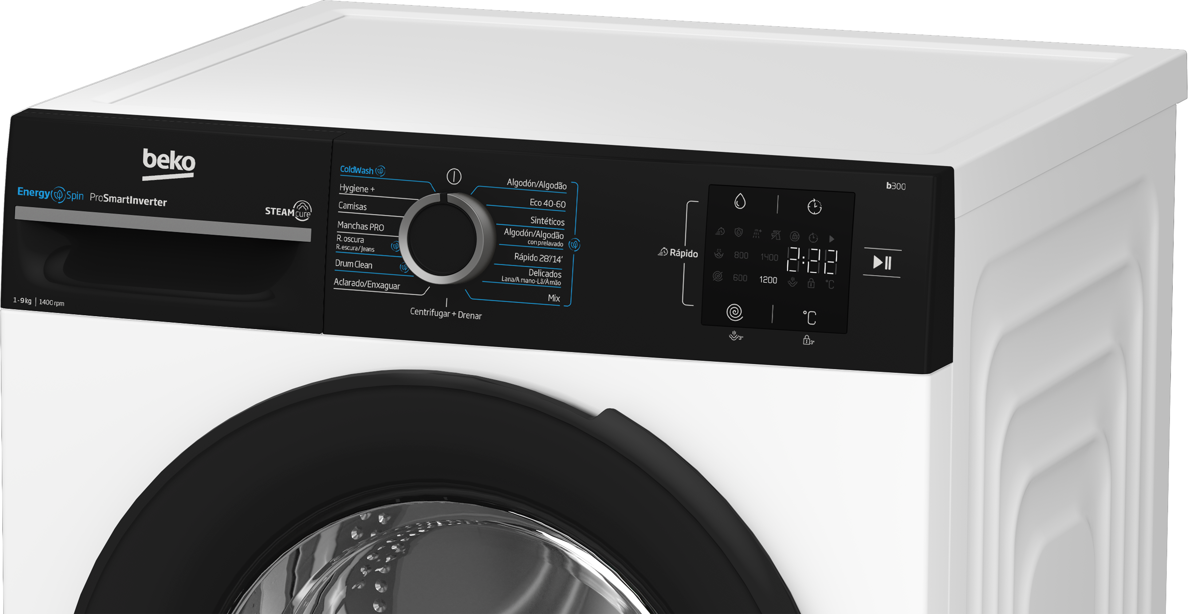 Lavadora Beko Energy Spin 9 kg /1.400 rpm, Motor ProSmart Inverter - BM3WFSU39413 Blanco-2