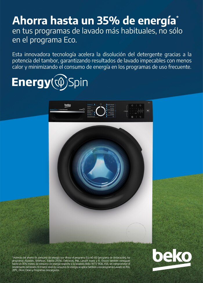 Lavadora Beko Energy Spin 10 kg / 1.400 rpm, Motor ProSmart Inverter - BM3WFU41041W Blanco-12