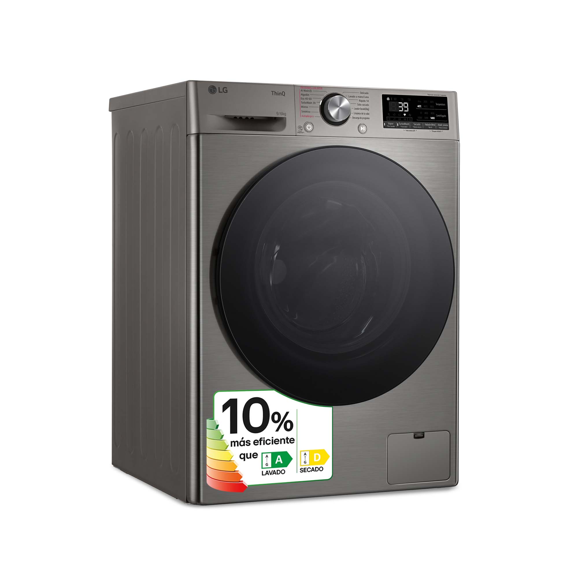 Thumbnail 2 de LG F4DR7009AGS lavadora 9 kg 1400 rpm