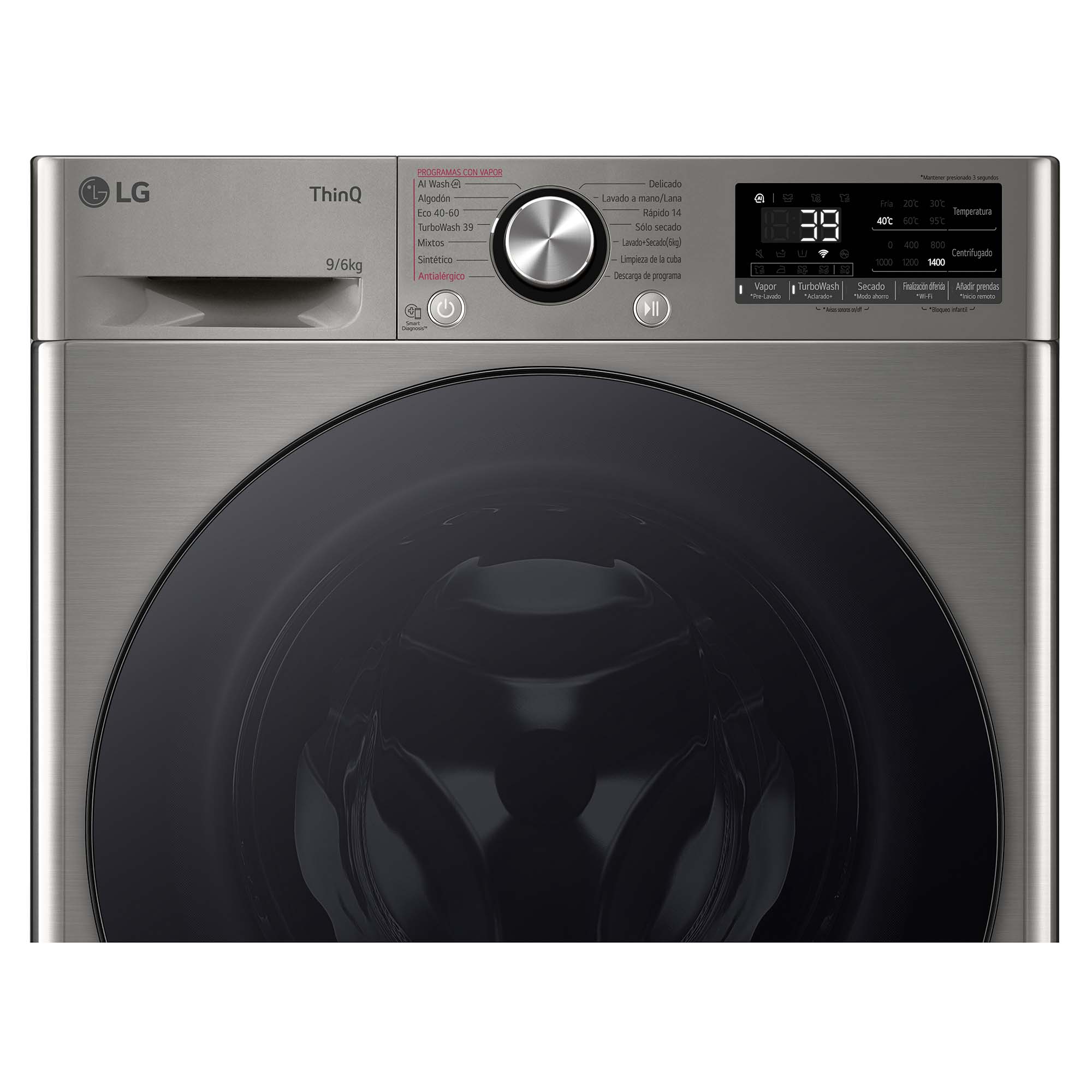 Lavadora secadora LG 9 kg lavado, 6 kg secado,  1400 rpm, inteligencia artificial - F4DR7009AGS Inox antihuellas-14