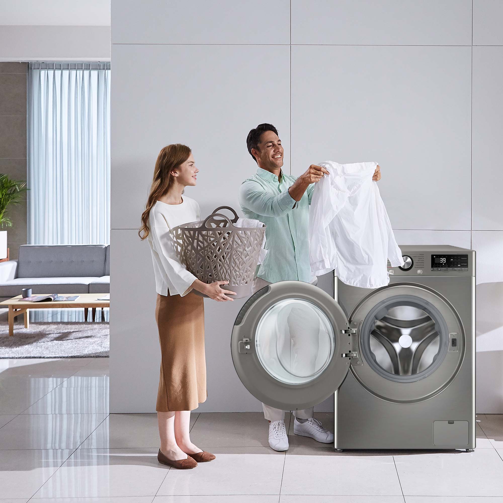 Lavadora secadora LG 9 kg lavado, 6 kg secado,  1400 rpm, inteligencia artificial - F4DR7009AGS Inox antihuellas-18