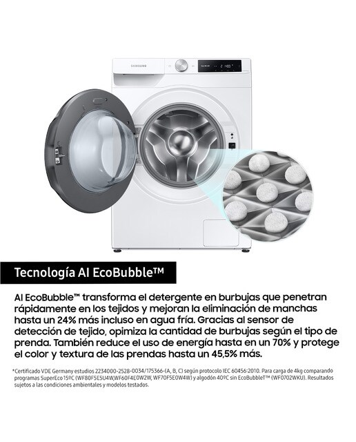 Lavadora Secadora Samsung 11kg/6kg con Autodosificación Clase D/A Blanca WD11DG6B85BEU3 Blanco-5