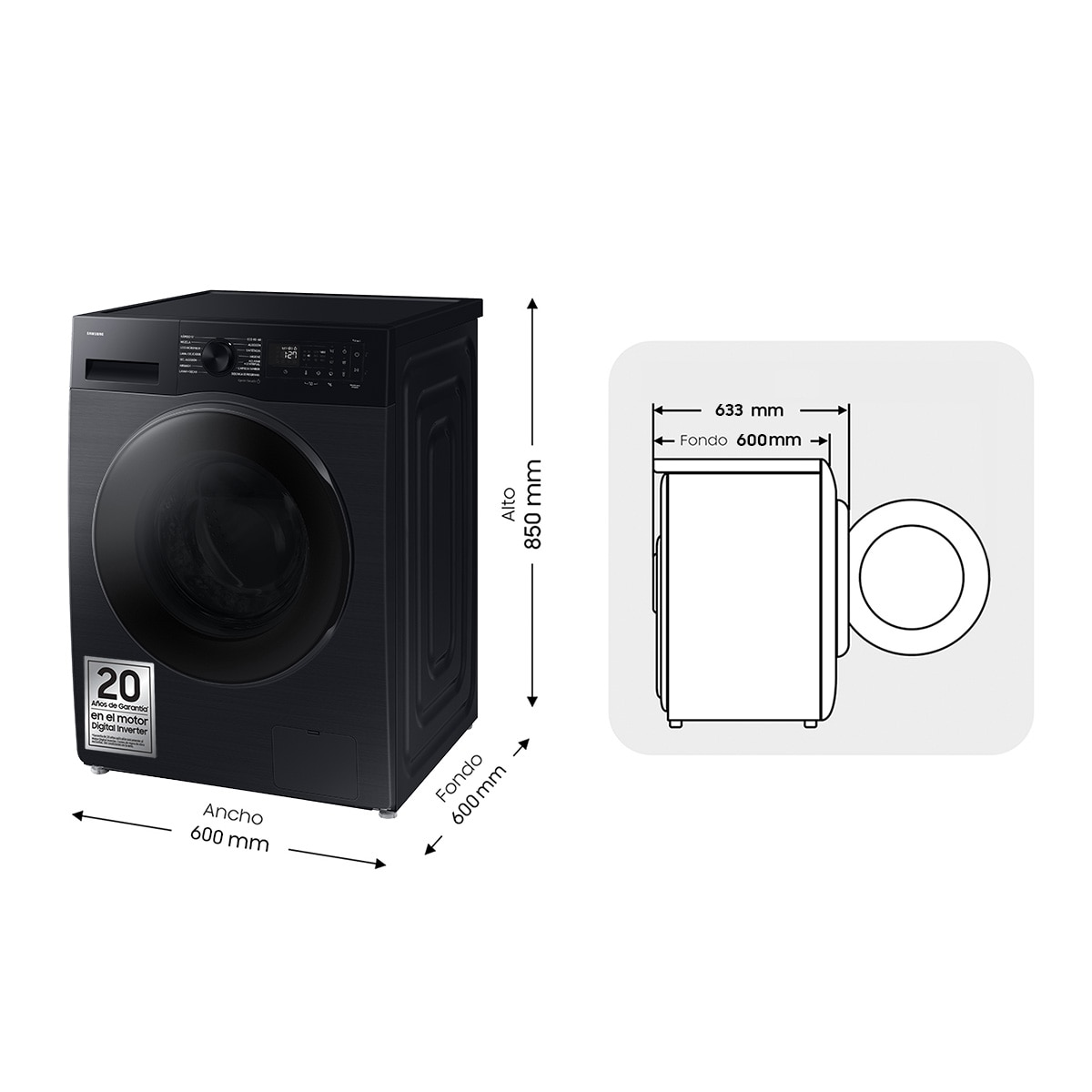 Lavadora Secadora Samsung 9kg/6kg Tecnología AI EcoBubble? Clase D/A Negra WD90DG5B15BBEC Negro-2