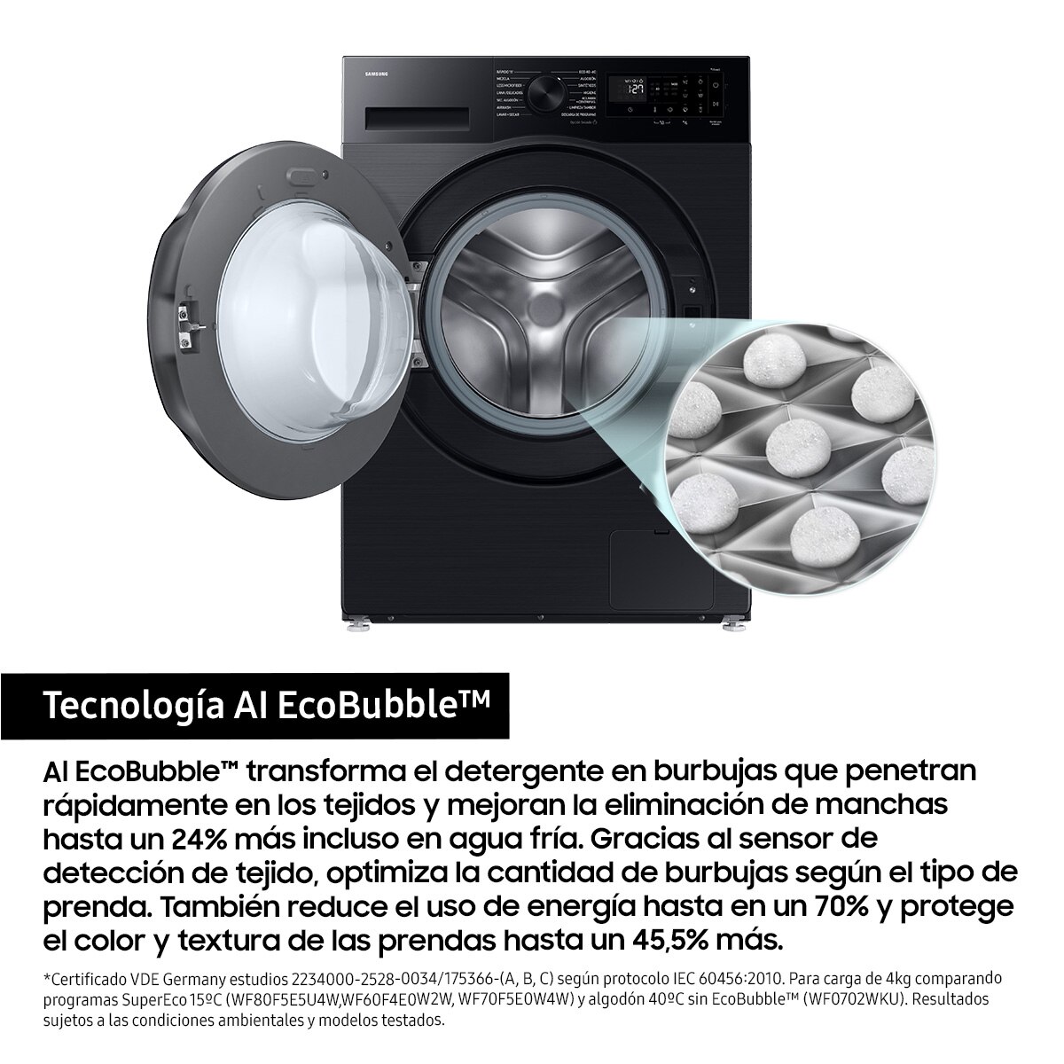 Lavadora Secadora Samsung 9kg/6kg Tecnología AI EcoBubble? Clase D/A Negra WD90DG5B15BBEC Negro-4