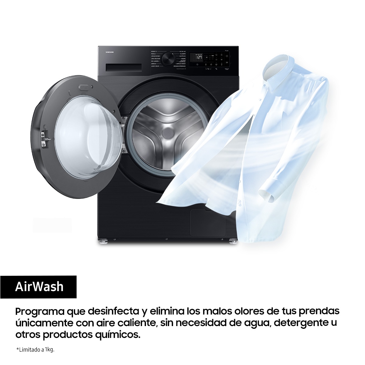 Lavadora Secadora Samsung 9kg/6kg Tecnología AI EcoBubble? Clase D/A Negra WD90DG5B15BBEC Negro-5