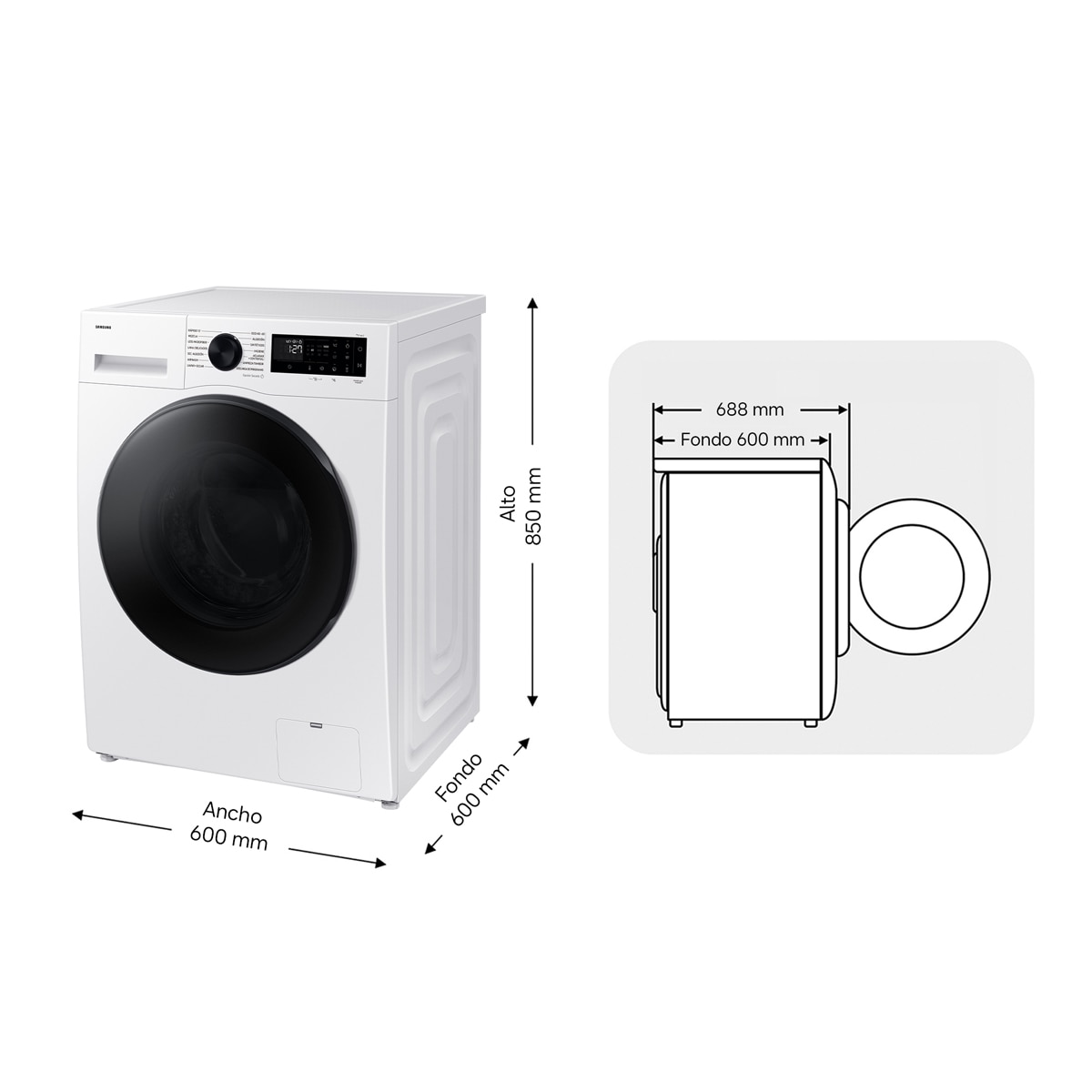 Lavadora Secadora Samsung 11kg/6kg Tecnología AI EcoBubble Clase D/A Blanca WD11DG5B15BEEC Blanco-2