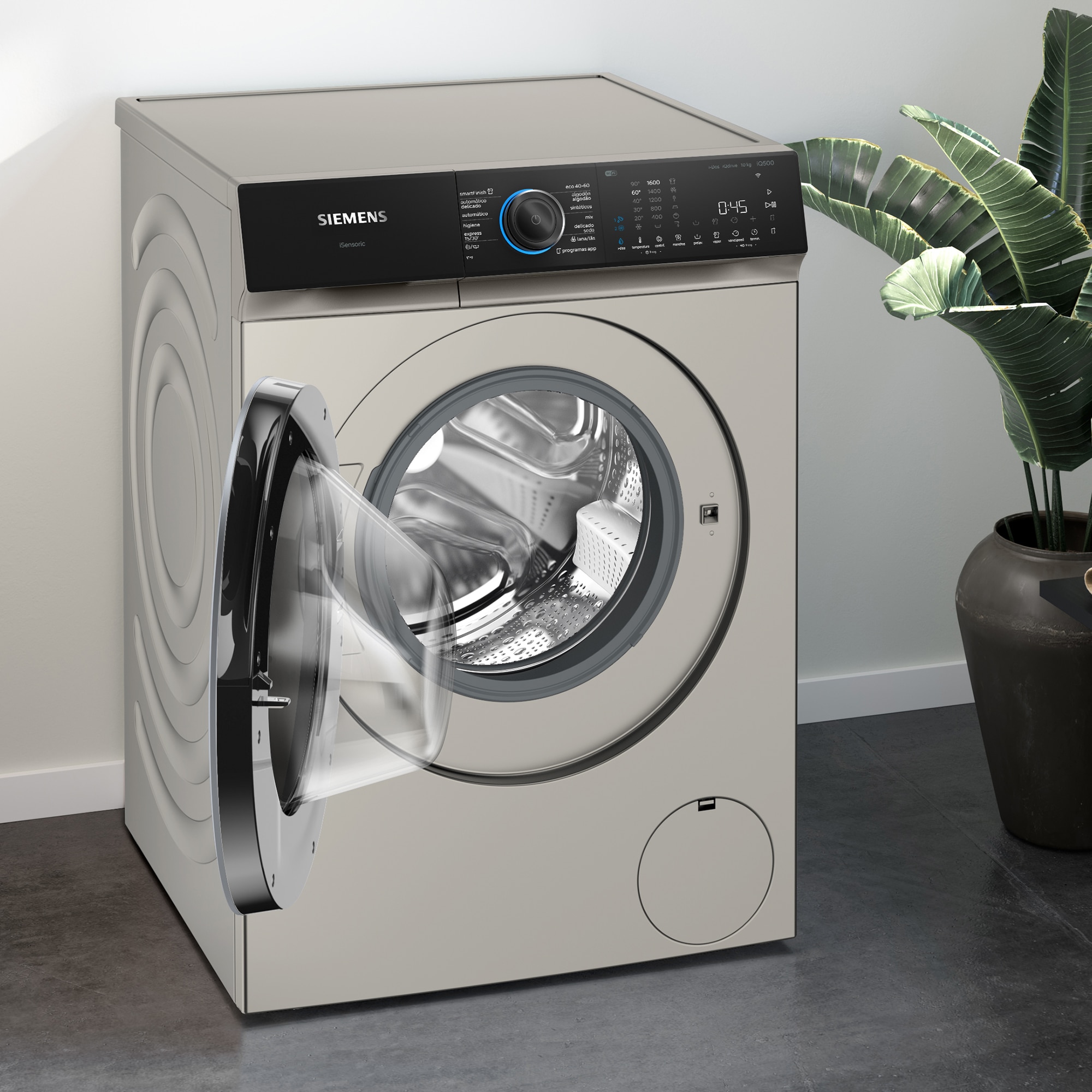 Máquina de Lavar Roupa Siemens iQ500 WG56H2AXES Carga Frontal, Home Connect, i-Dos, de 10 kg e de 1600 rpm - Silver Inox Aço mate anti marcas-4