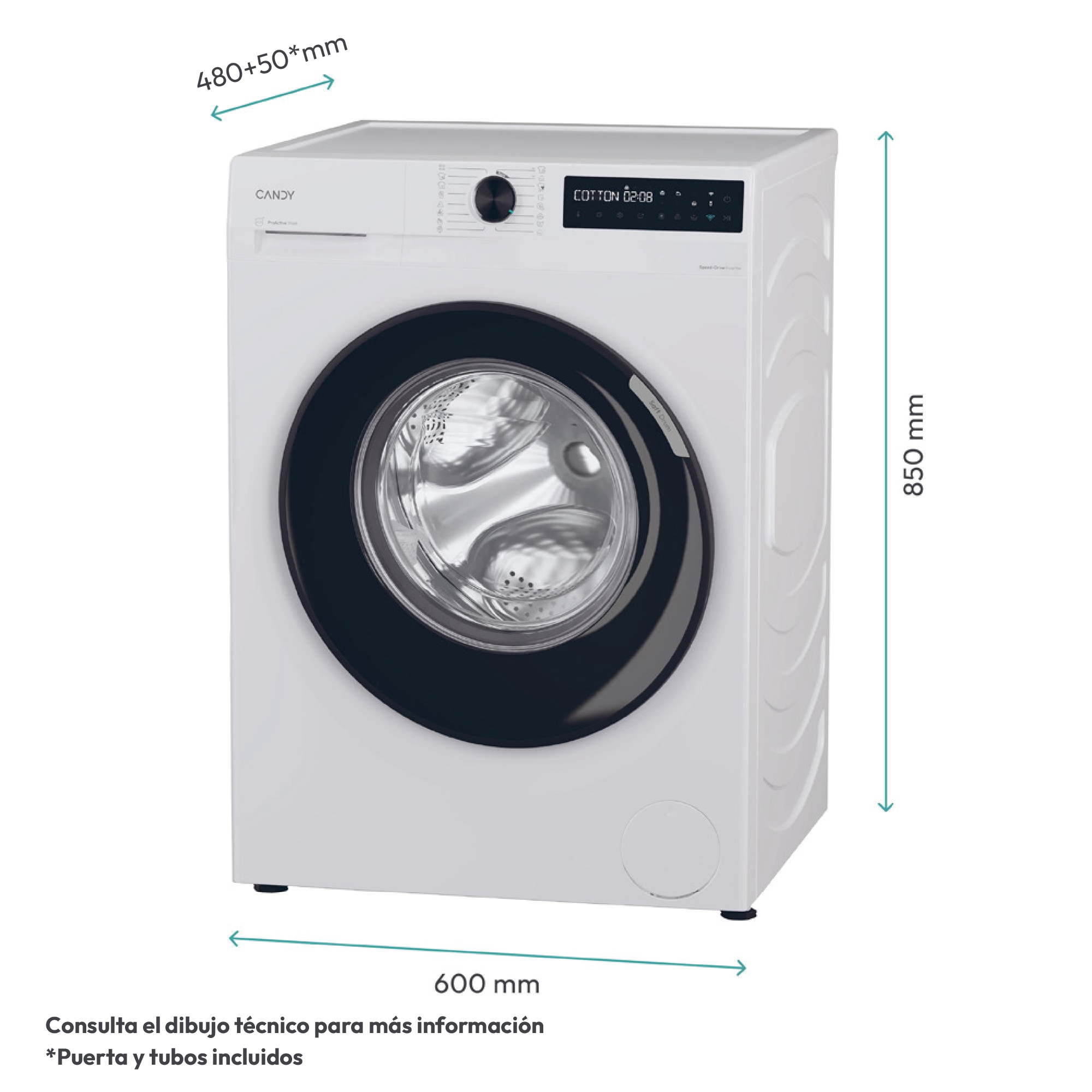Lavadora Candy 8 kg / 1.400 rpm Prowash 500 - BR 48B6-S Blanco-5