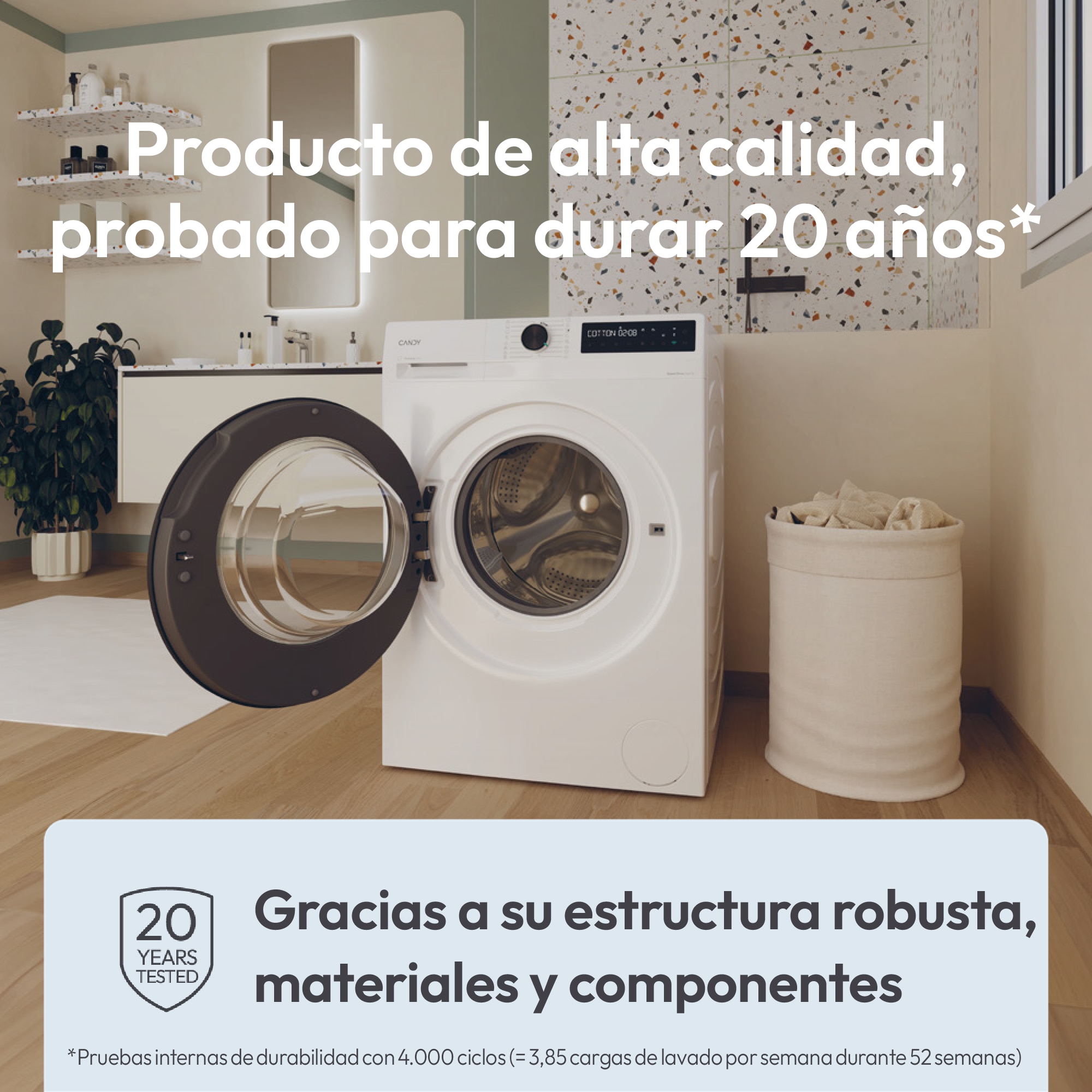 Lavadora Candy 8 kg / 1.400 rpm Prowash 500 - BR 48B6-S Blanco-10