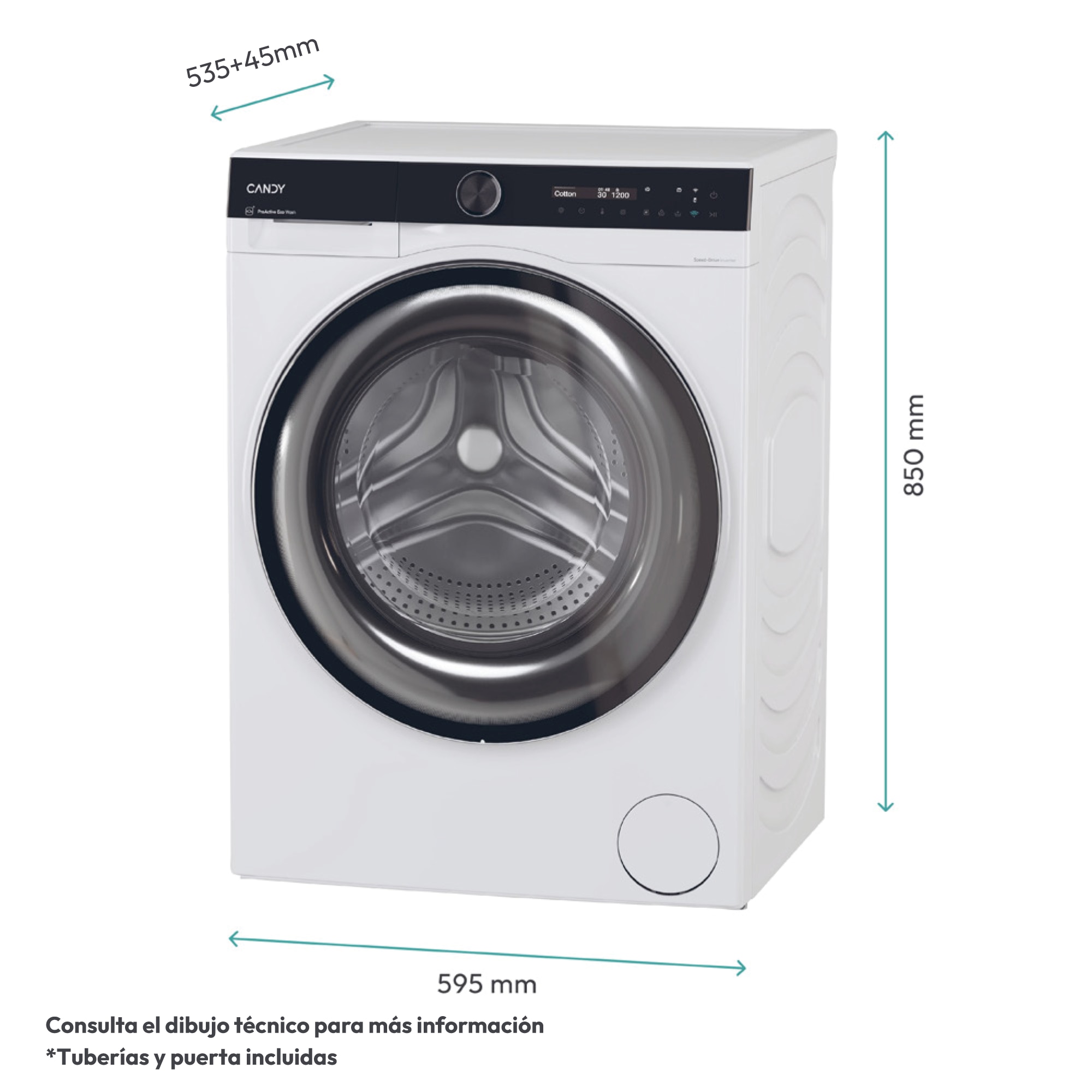 Lavadora Candy 9 Kg / 1400 rpm, ProWash, Smart - BS 49B9-S Blanco-4