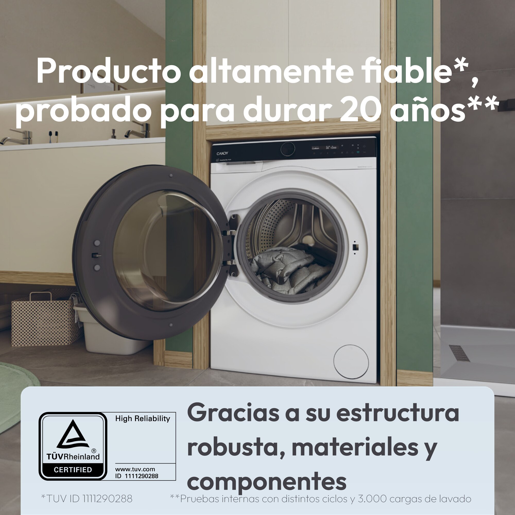 Lavadora Candy 9 Kg / 1400 rpm, ProWash, Smart - BS 49B9-S Blanco-9