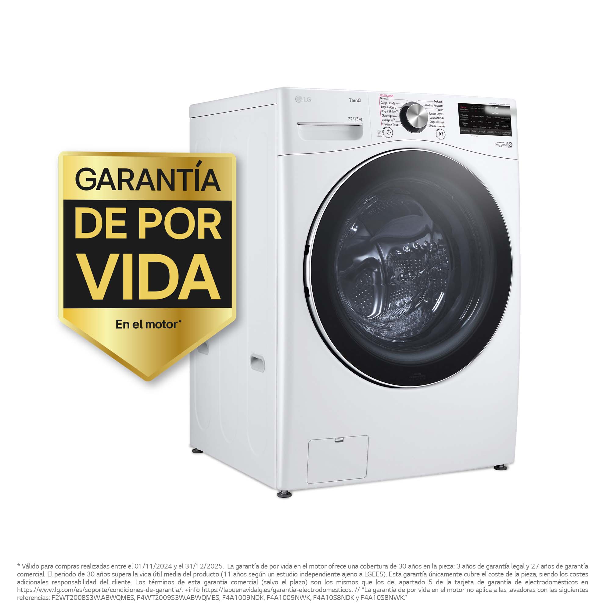 Lavadora LG 20 kg / 1.000 rpm - F0P3CYV2W Blanco-4
