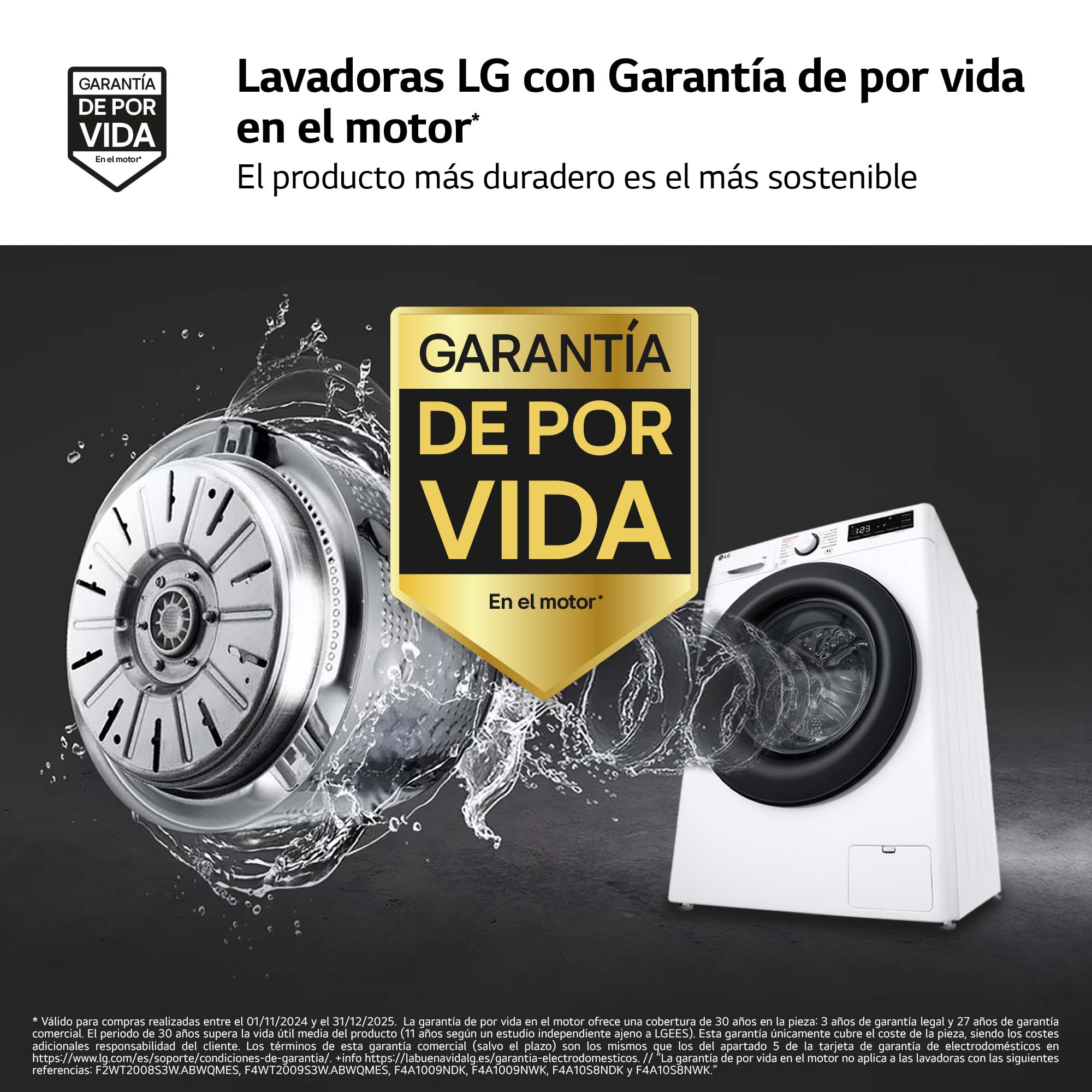 Lavadora LG 20 kg / 1.000 rpm - F0P3CYV2W Blanco-8