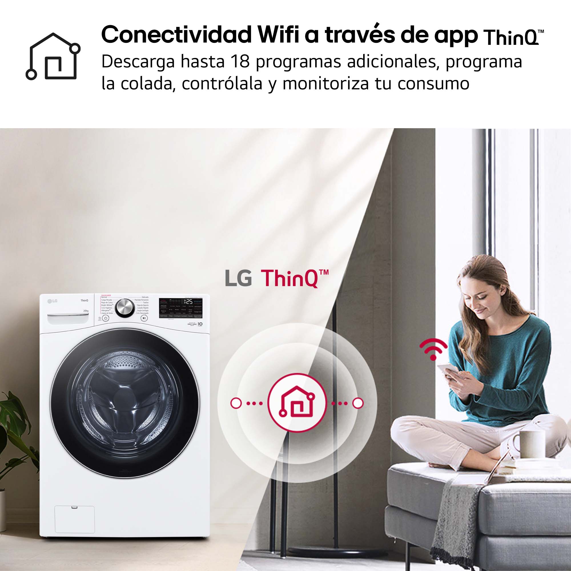 Lavadora LG 20 kg / 1.000 rpm - F0P3CYV2W Blanco-13