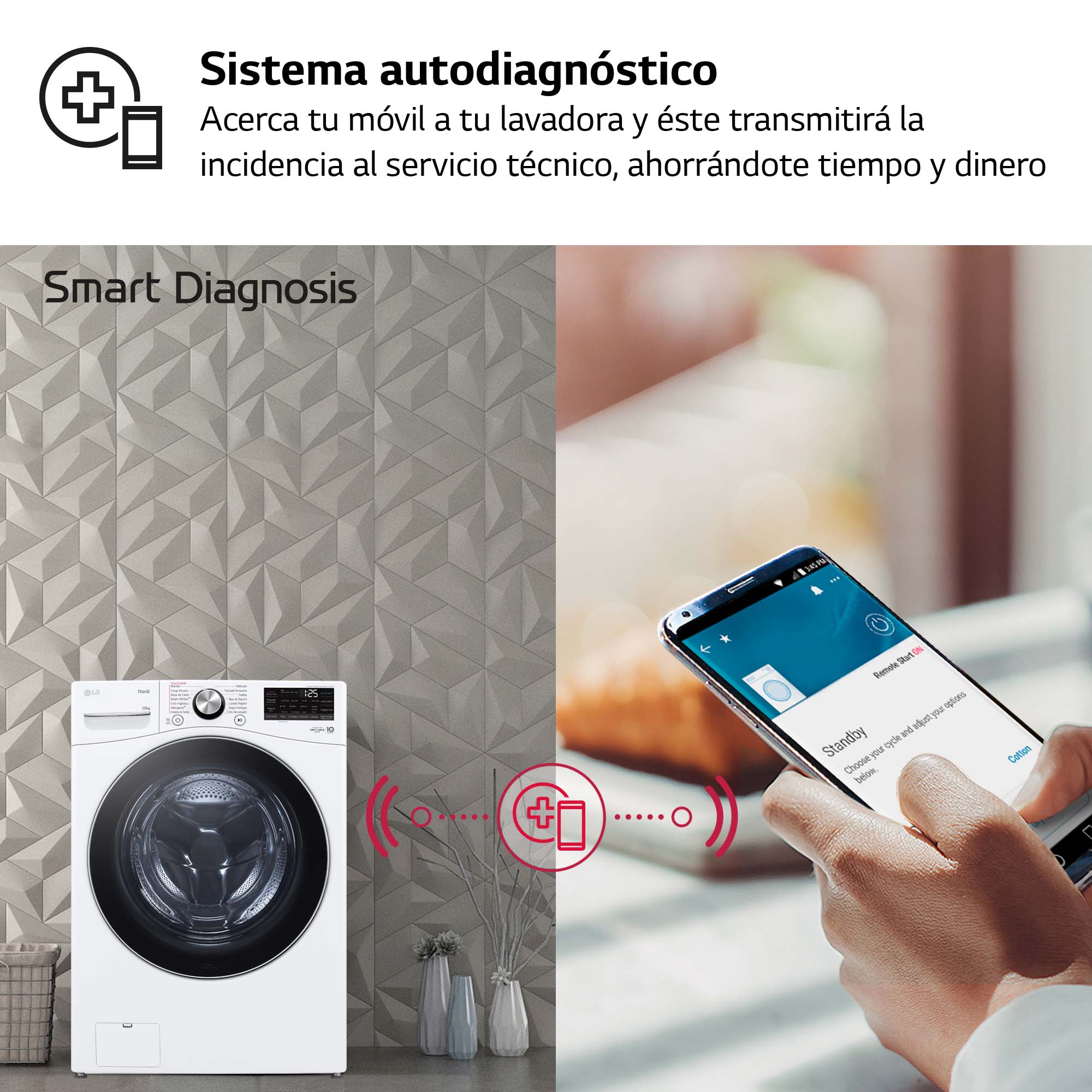 Lavadora LG 20 kg / 1.000 rpm - F0P3CYV2W Blanco-14