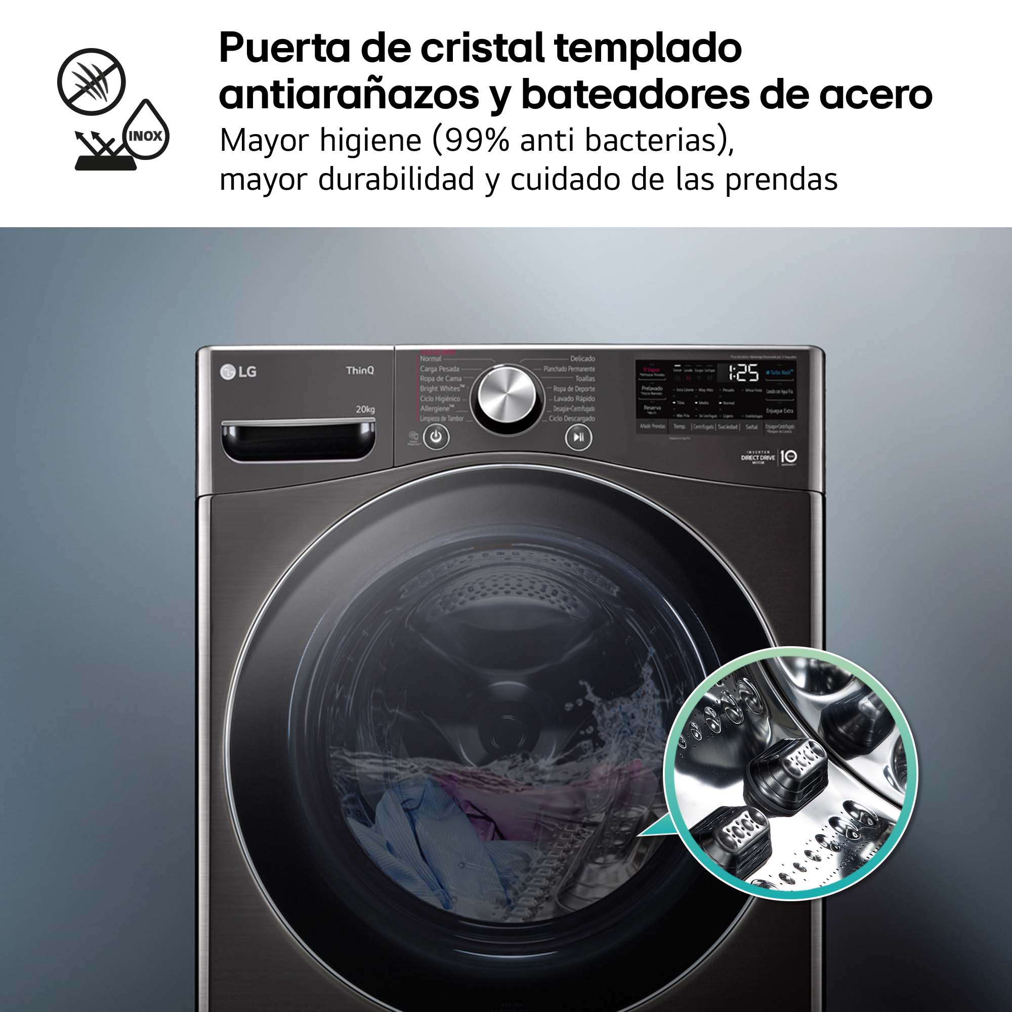 Lavadora LG 20 kg / 1.000 rpm - F0P3CYV2E Negro-11