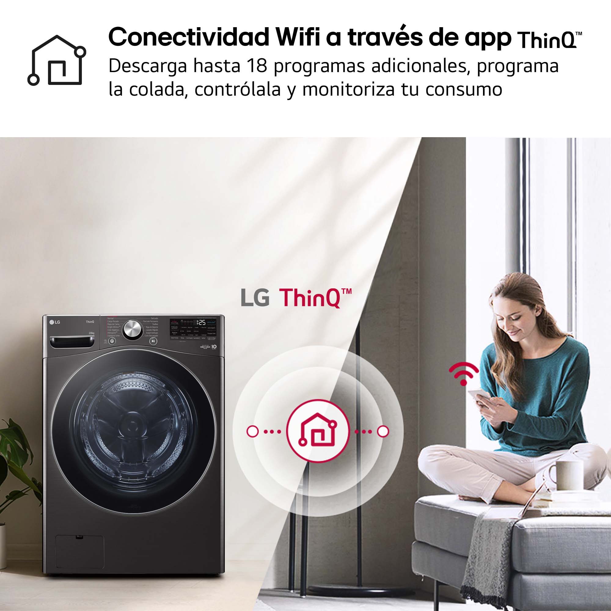 Lavadora LG 20 kg / 1.000 rpm - F0P3CYV2E Negro-13