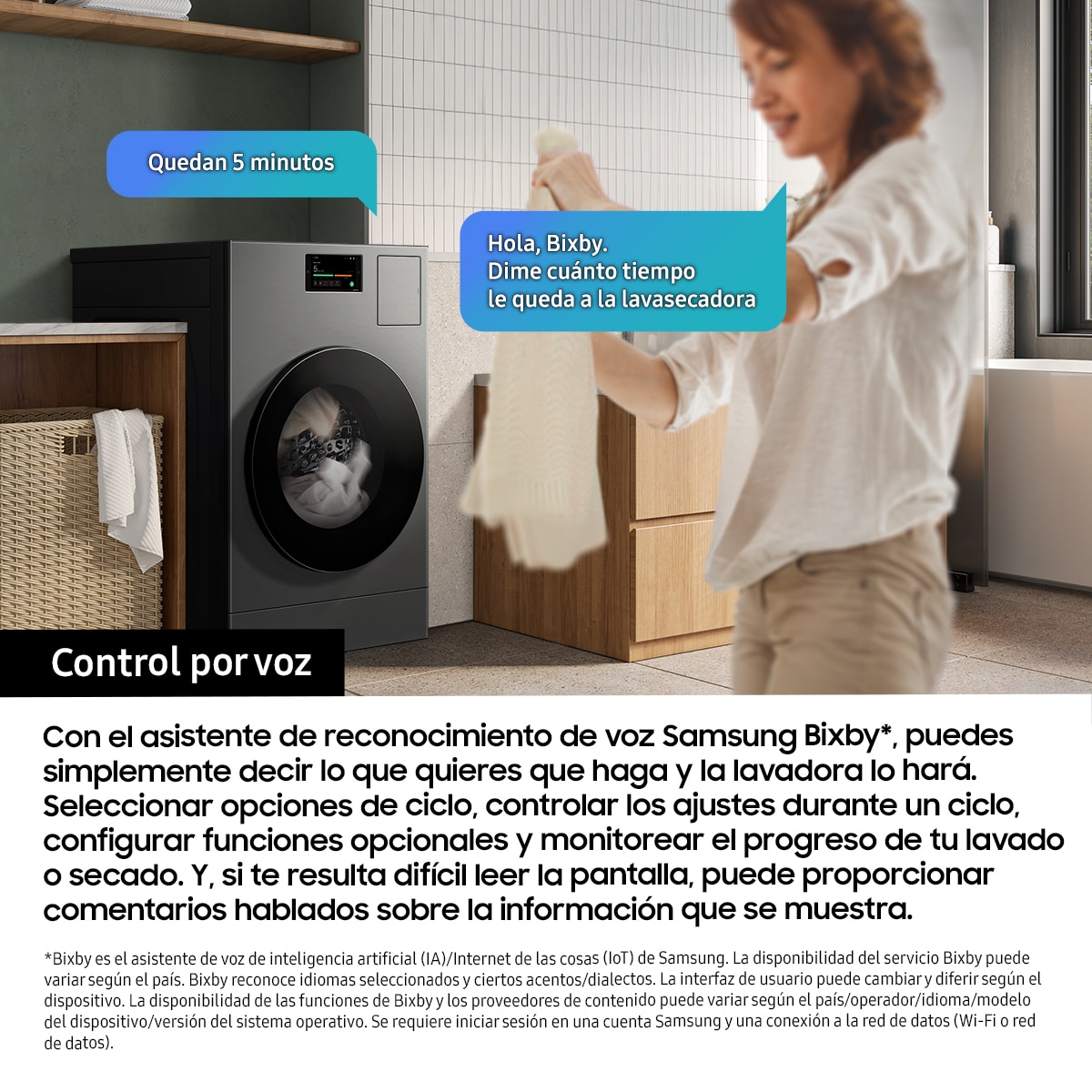 Lavadora Secadora Samsung 18kg/11kg Bespoke AI Laundry Combo™ Clase A Grafito WD18DB8995BZT2 Grafito-6
