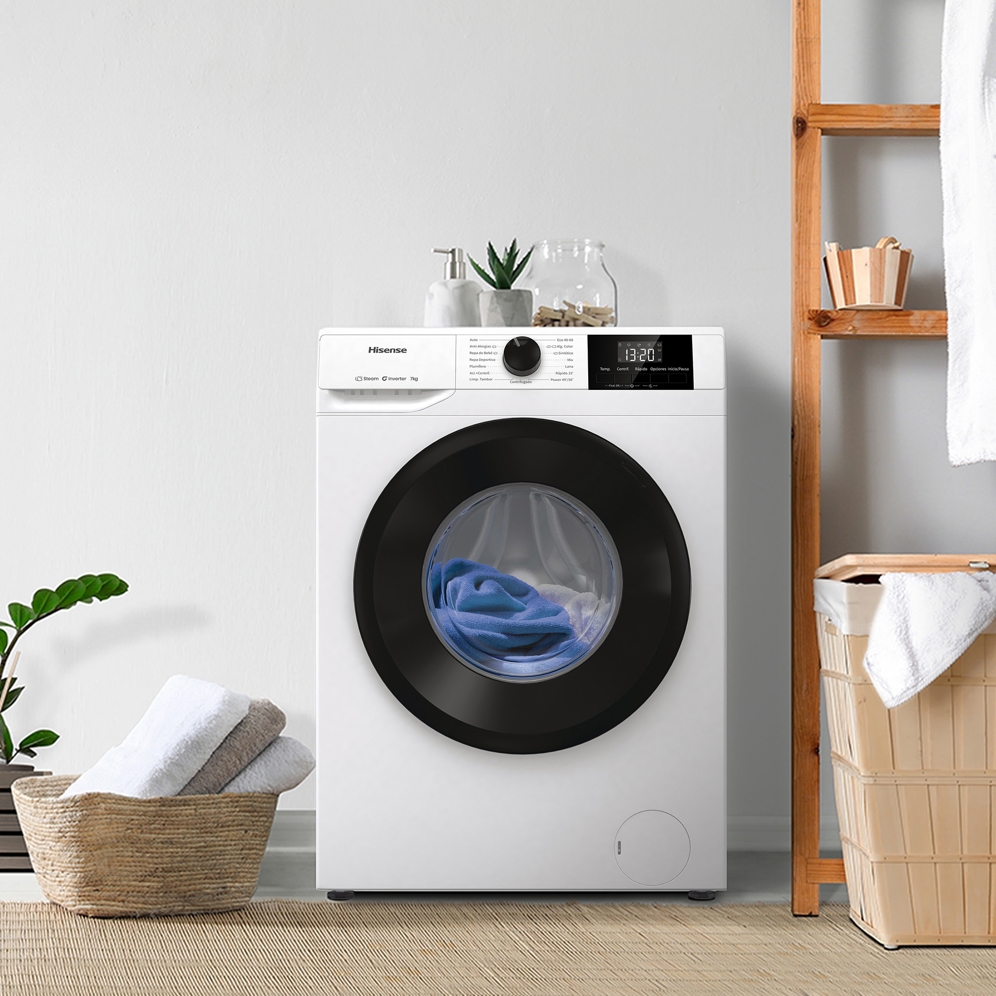Lavadora Hisense 7 Kg / 1.200 rpm, Vapor Serie 1Q - WF1G7021BW Blanco-11