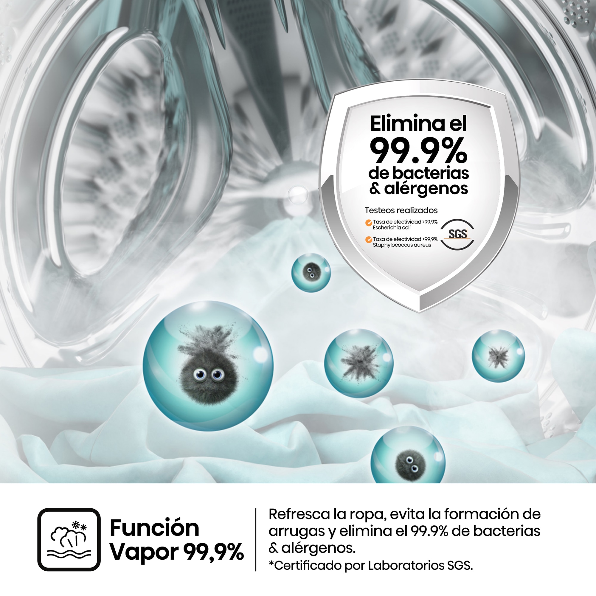 Lavadora Hisense 10 Kg / 1.400 rpm, Vapor Serie 1Q - WF1Q1041BW Blanco-5