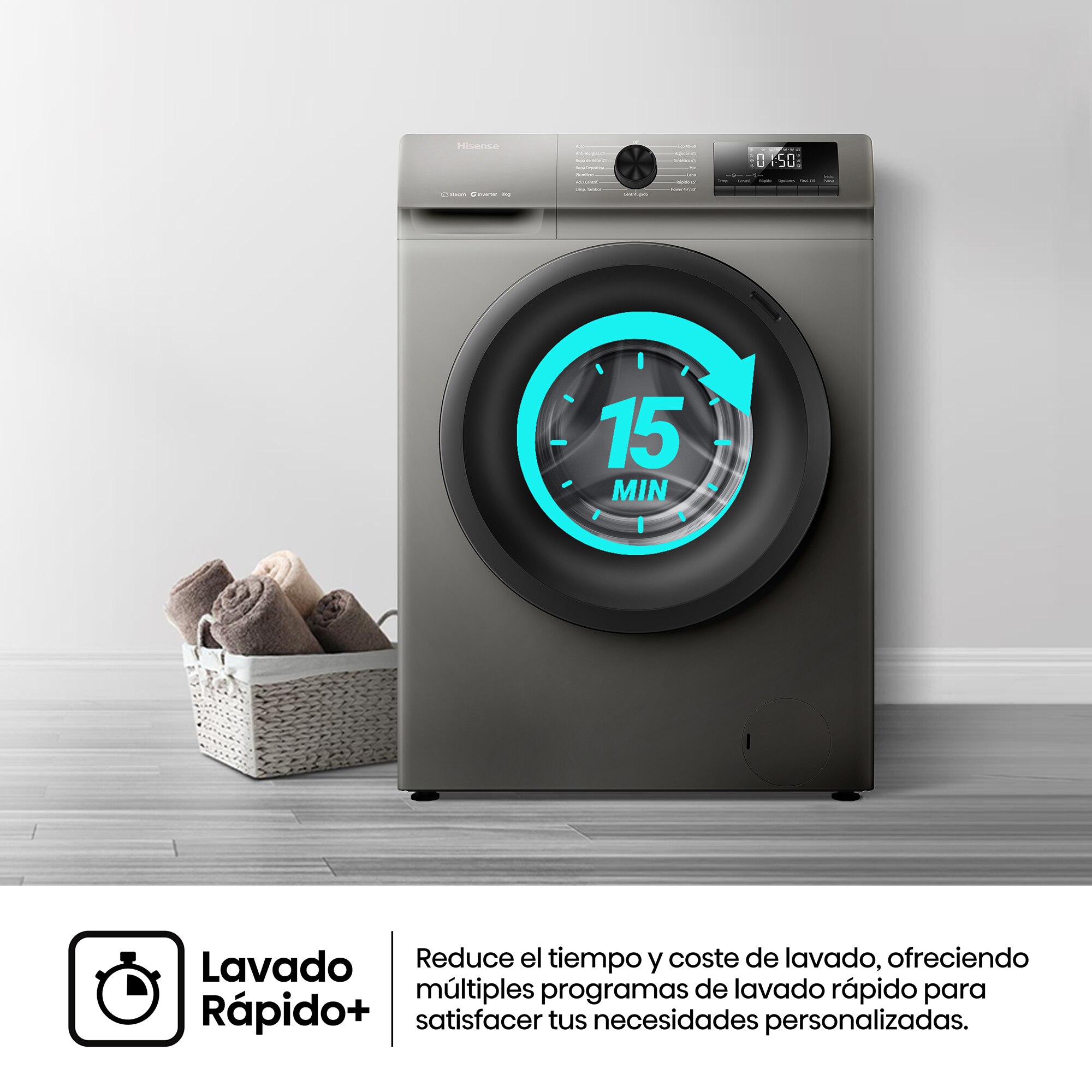 Thumbnail 5 de Hisense WF1Q8041BT lavadora 8 kg