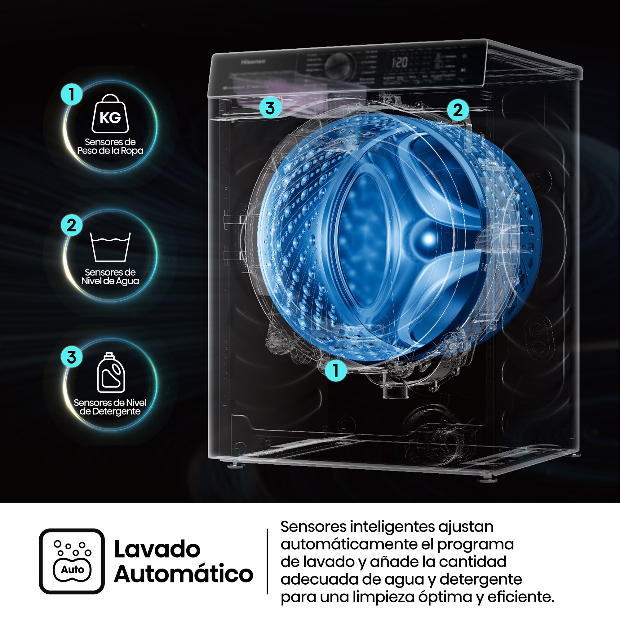 Lavadora Hisense 8 Kg / 1.400 rpm, Vapor Serie 1Q - WF1Q8041BT Silver-7