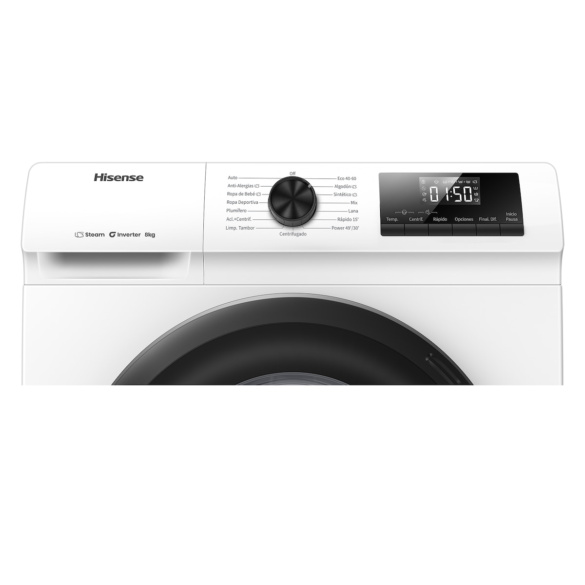 Lavadora Hisense 8 Kg / 1.400 rpm, Vapor Serie 1Q - WF1Q8041BW Blanco-4