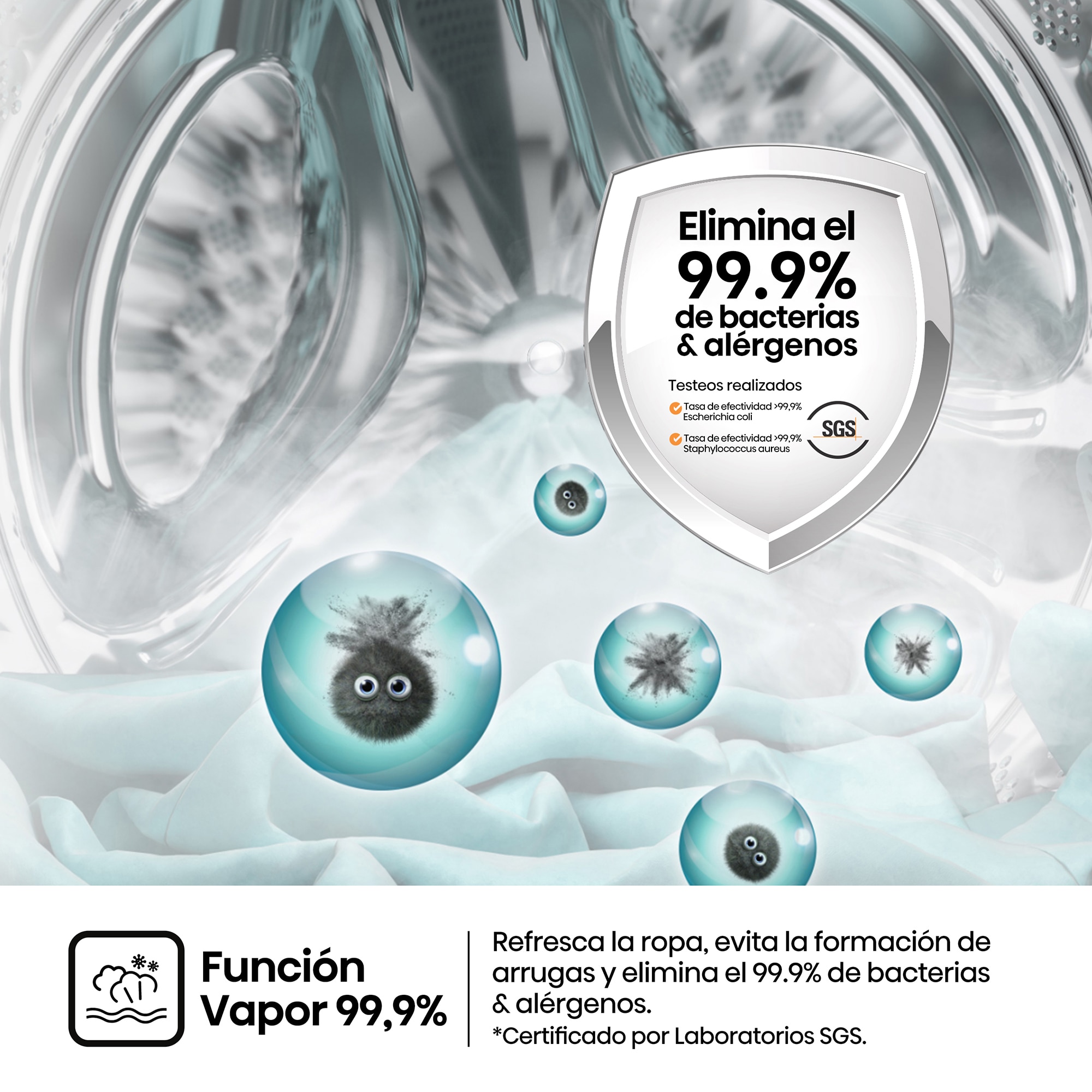Lavadora Hisense 8 Kg / 1.400 rpm, Vapor Serie 1Q - WF1Q8041BW Blanco-5