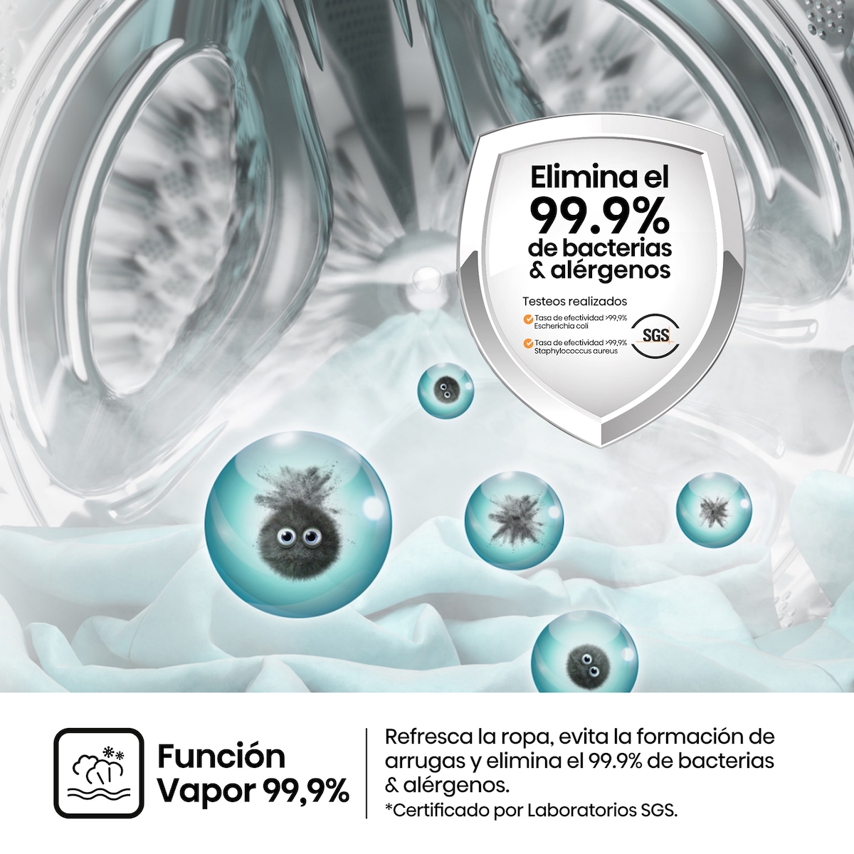 Lavadora Hisense 8 Kg / 1.400 rpm, Vapor Serie 1Q - WF1Q8041BW Blanco-5