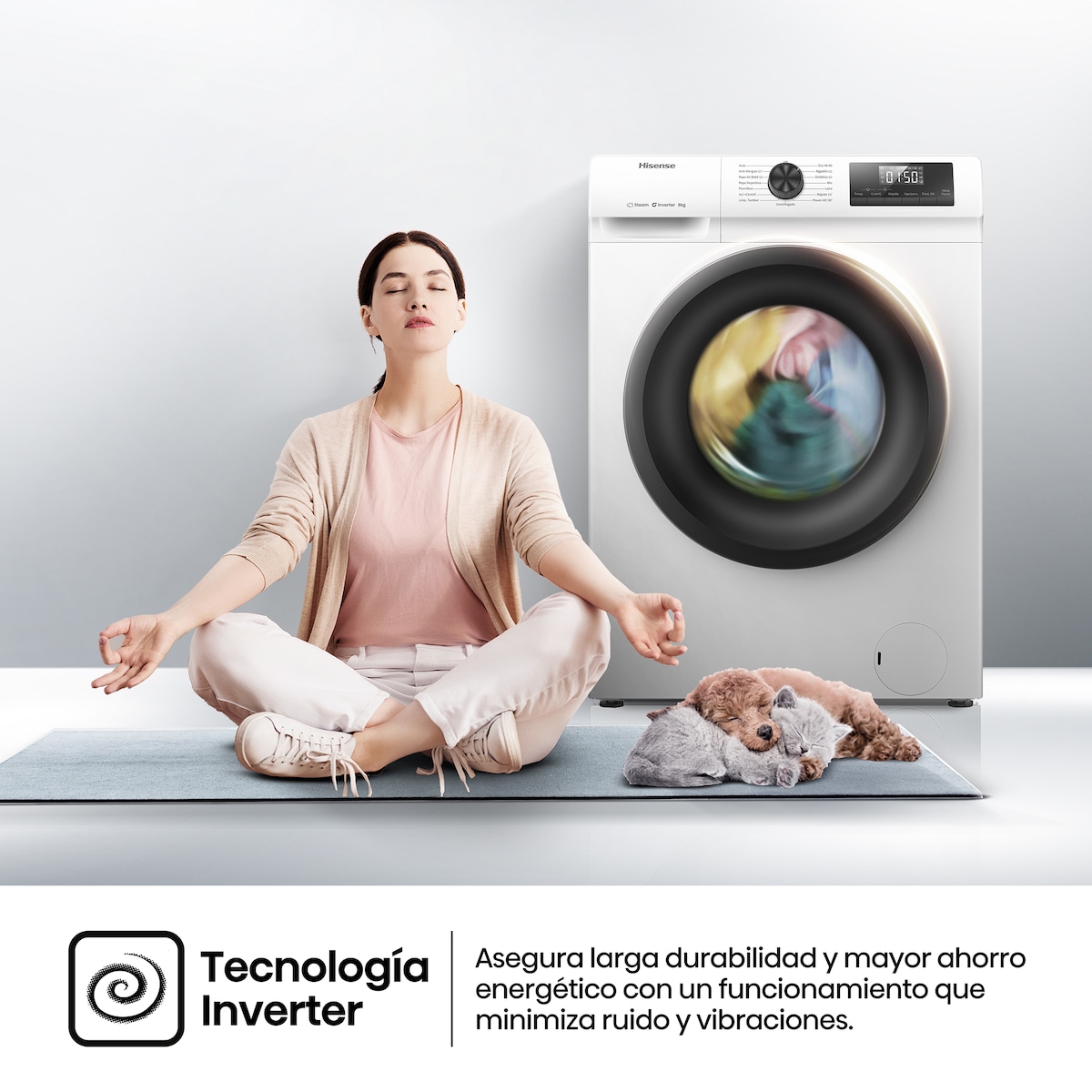 Lavadora Hisense 8 Kg / 1.400 rpm, Vapor Serie 1Q - WF1Q8041BW Blanco-9
