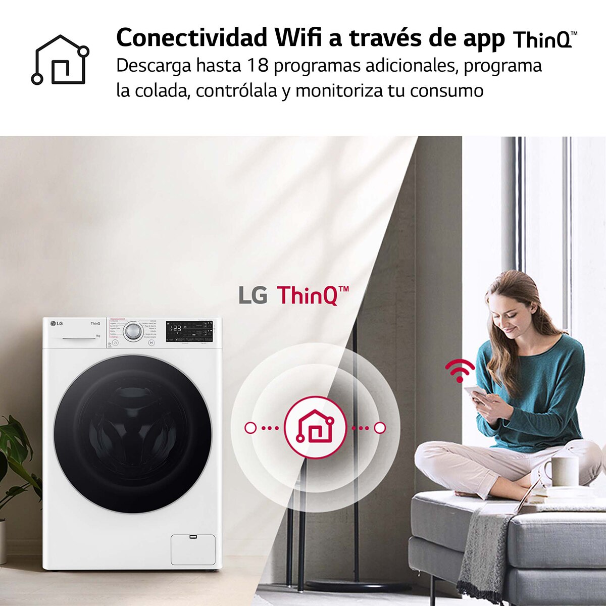 Lavadora LG 9 kg / 1400 rpm, inteligente AI Direct Drive. Vapor, Autodosificación - F4WR5509A1W Blanco-10