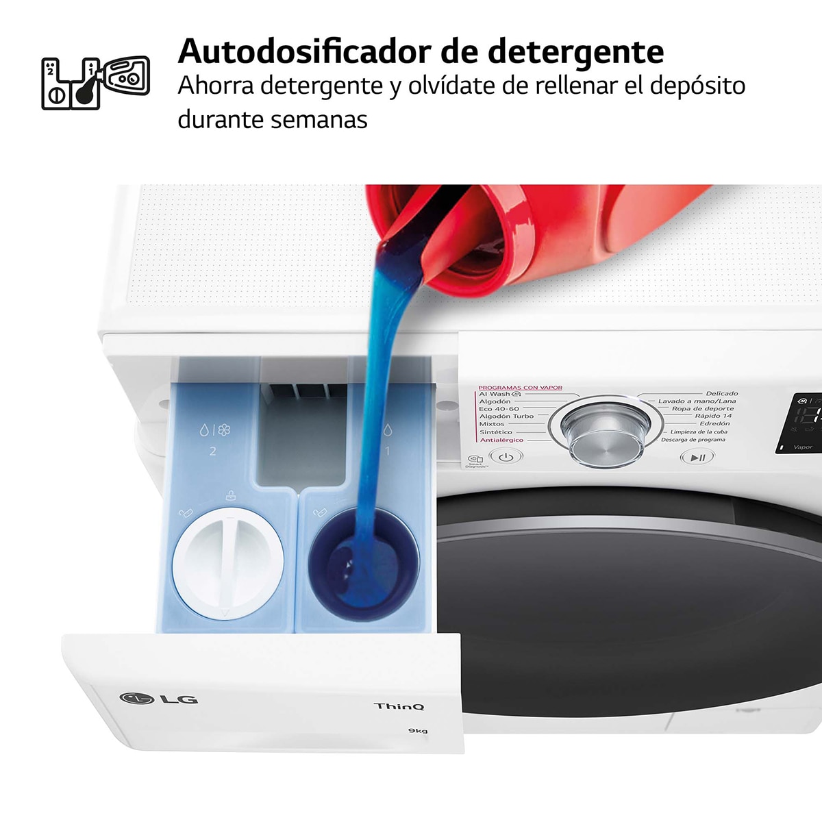 Lavadora LG 9 kg / 1400 rpm, inteligente AI Direct Drive. Vapor, Autodosificación - F4WR5509A1W Blanco-11